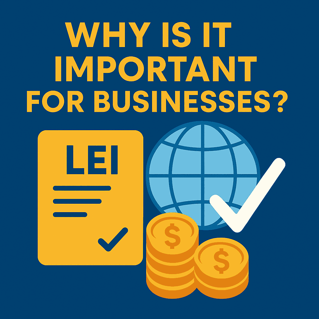 LEI number importance for businesses – global identification, compliance, and transparency illustration